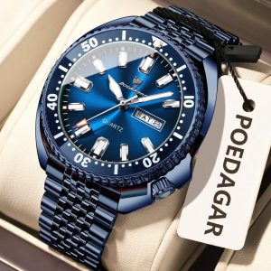 Poedagar Quartz Dark Blue Wristwatch