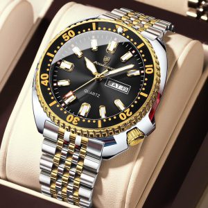Poedagar Quartz Silver Wristwatch - Black & Gold